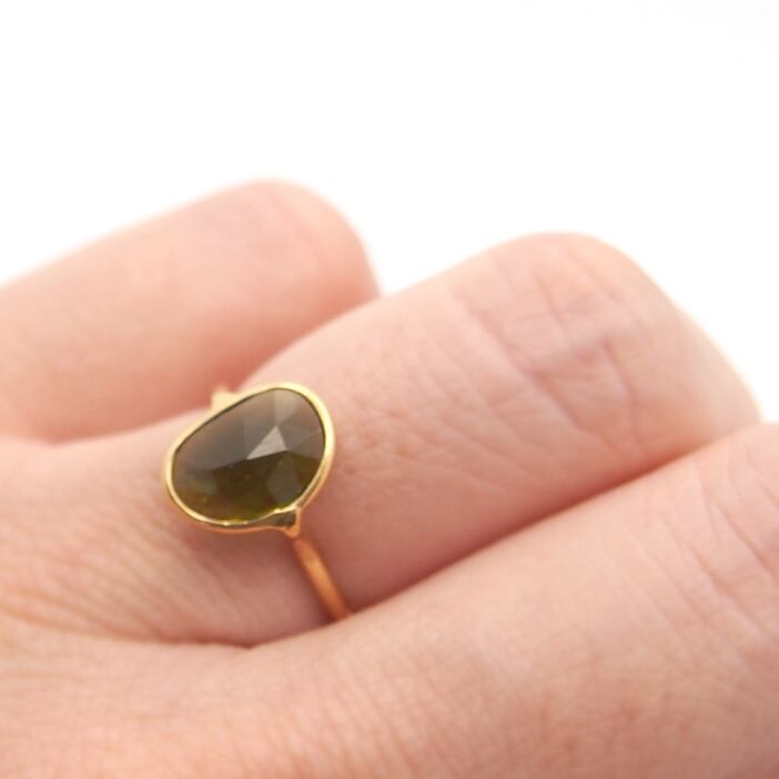 Green tourmaline Ring 1点もの SV×K18GP