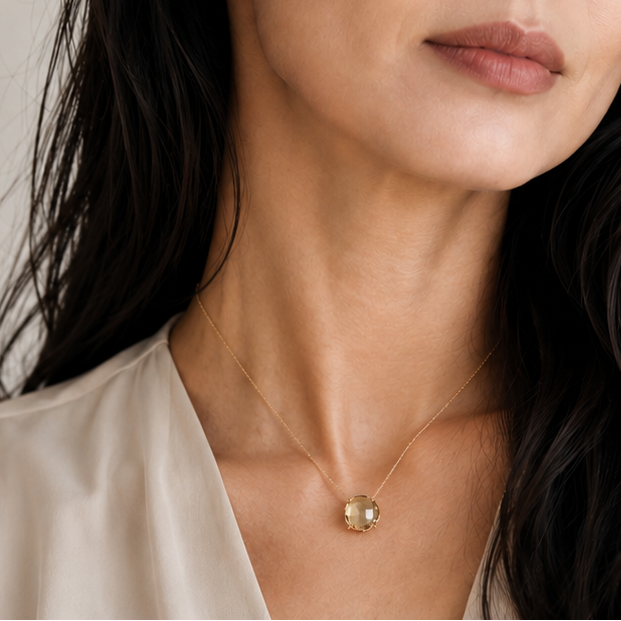The round Necklace - Citrin