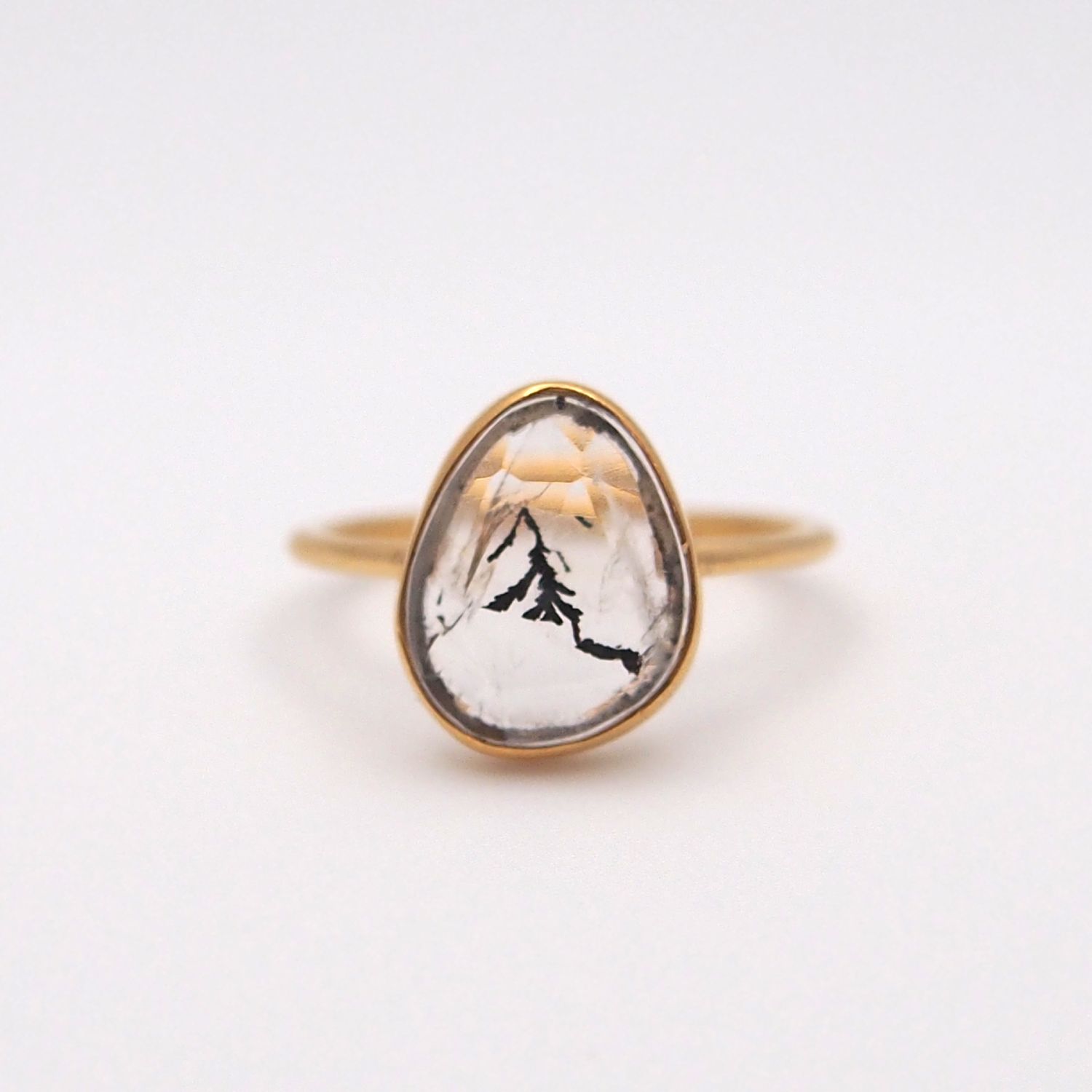 Dendritic Quartz Ring 1点もの SV×K18GP