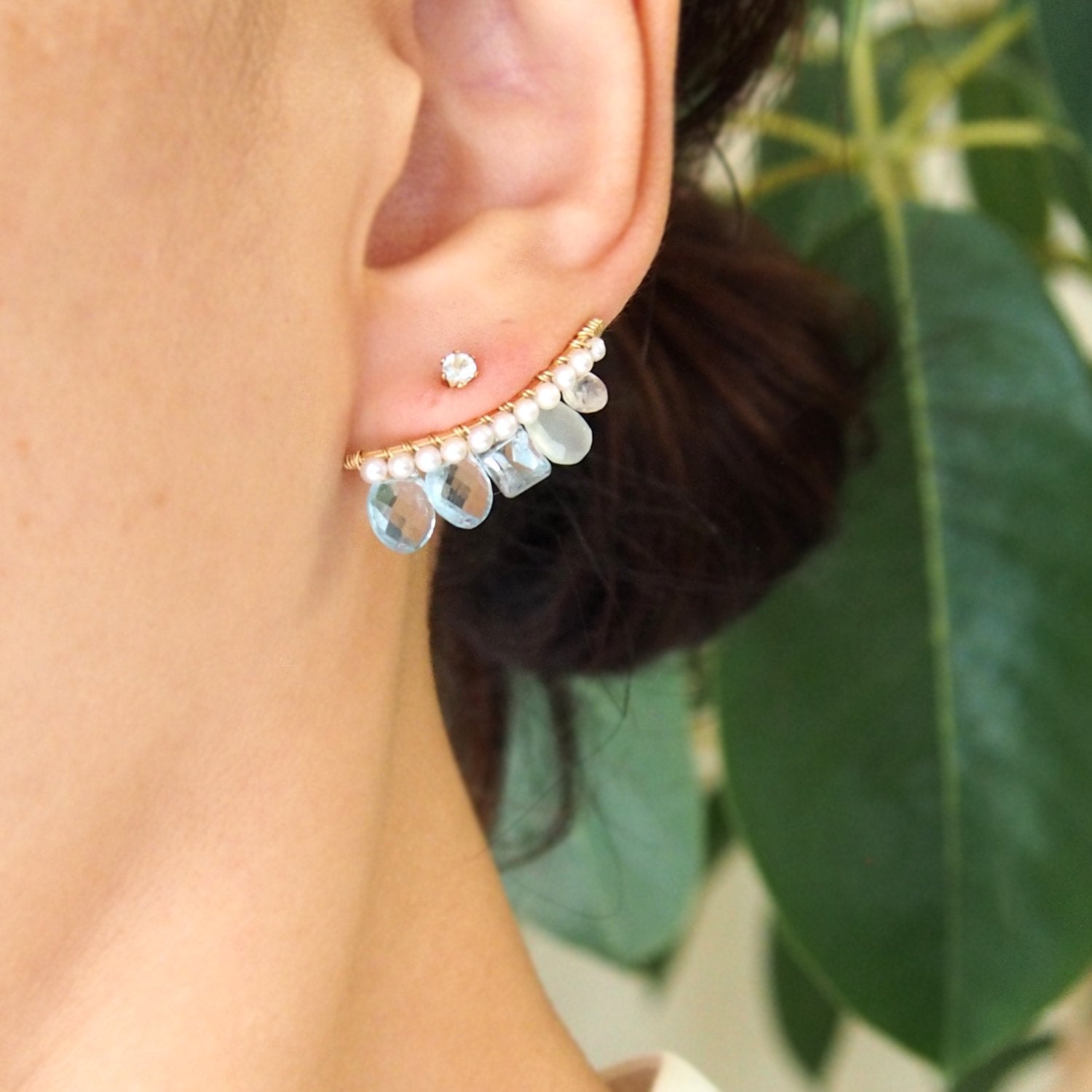 Blue topaz bijoux the line -L ピアス・イヤリング 片耳売り