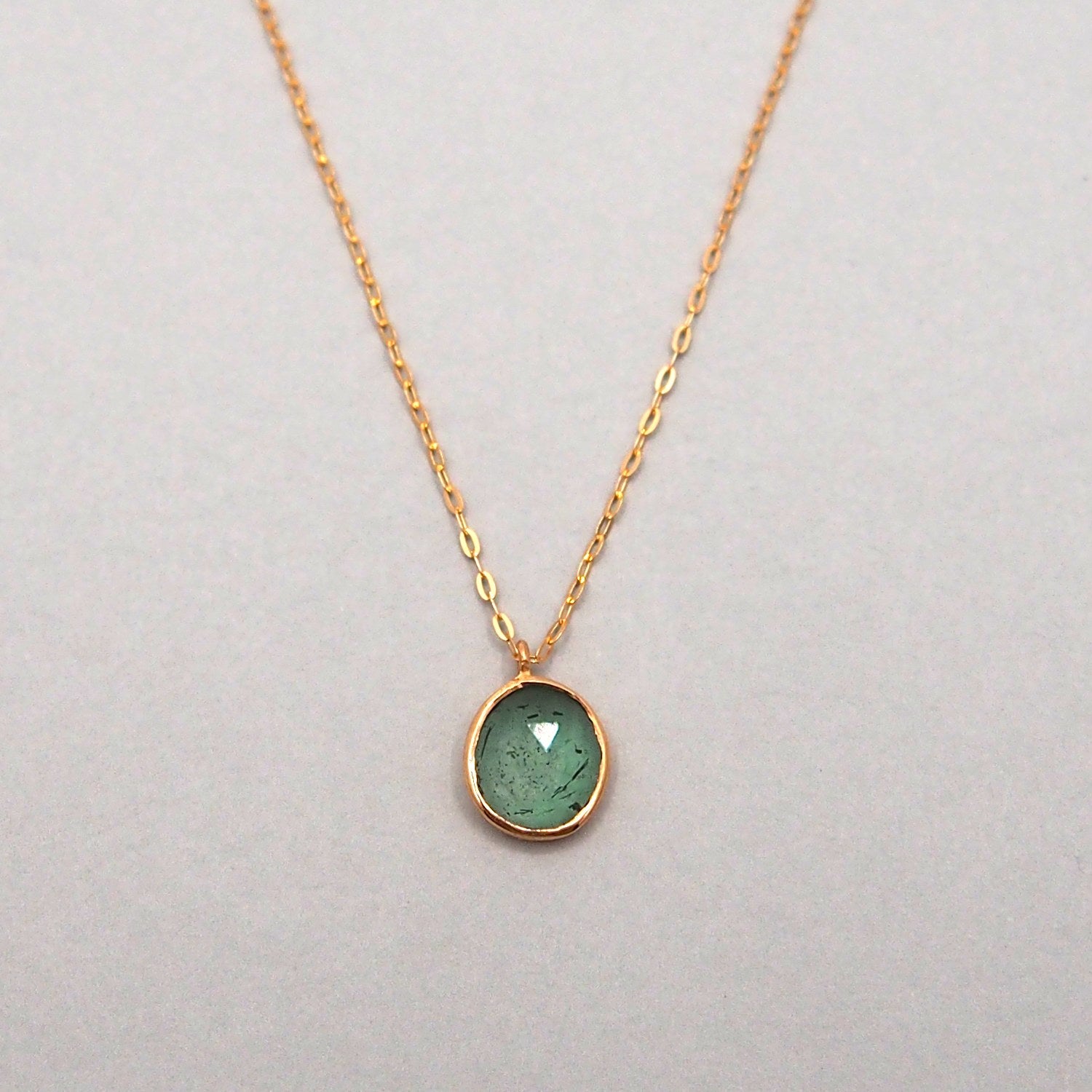 K18 Emerald drop Necklace