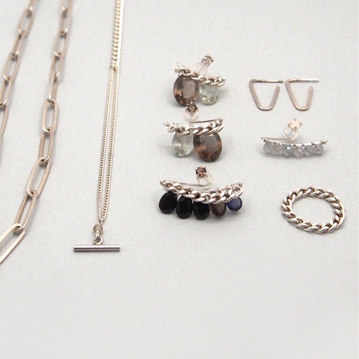Silver ×Black bijoux the line ピアス片耳売り
