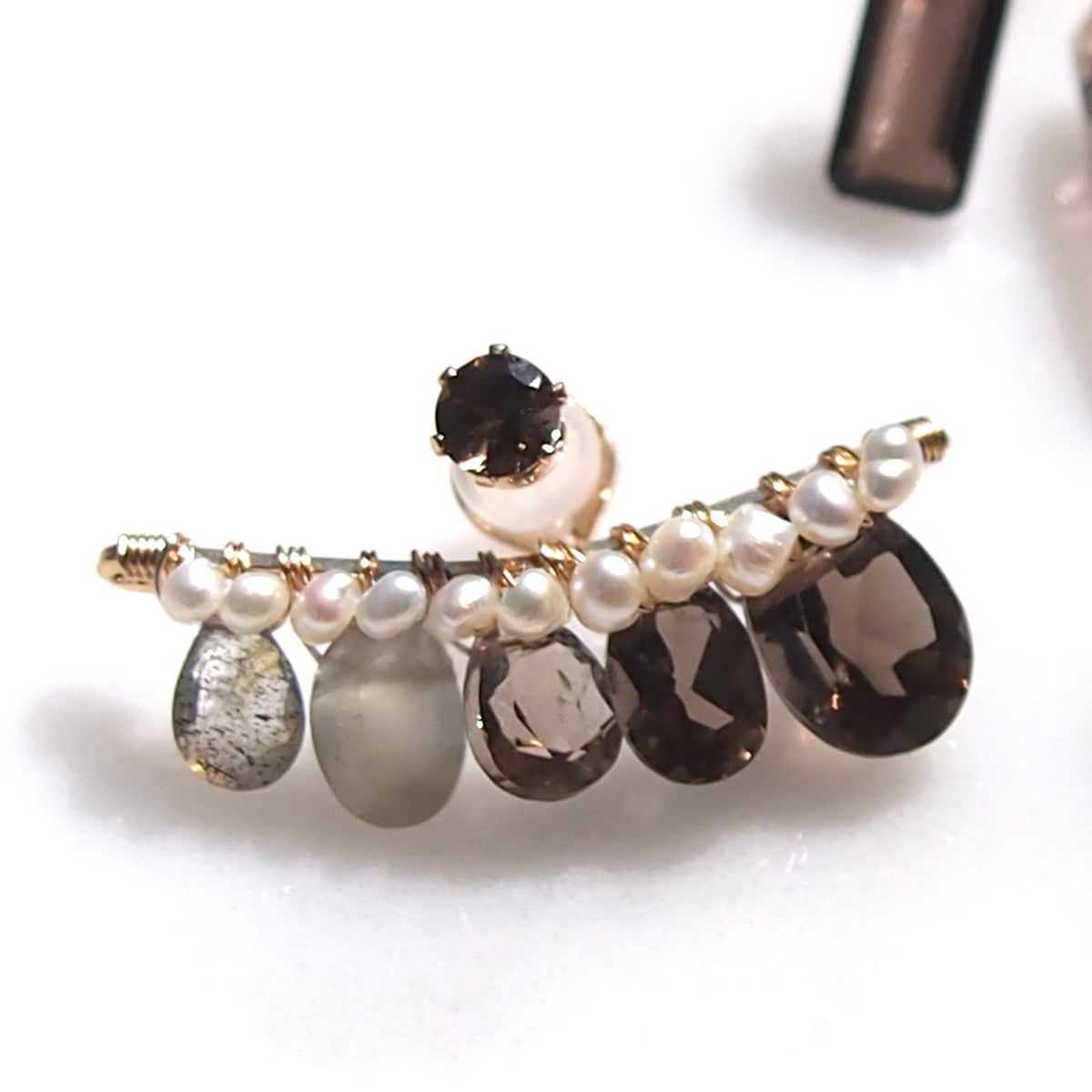 Smorky quartz bijoux the line ピアス片耳売り