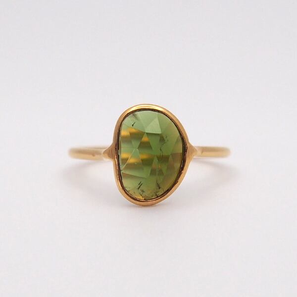 Green tourmaline Ring 1点もの SV×K18GP