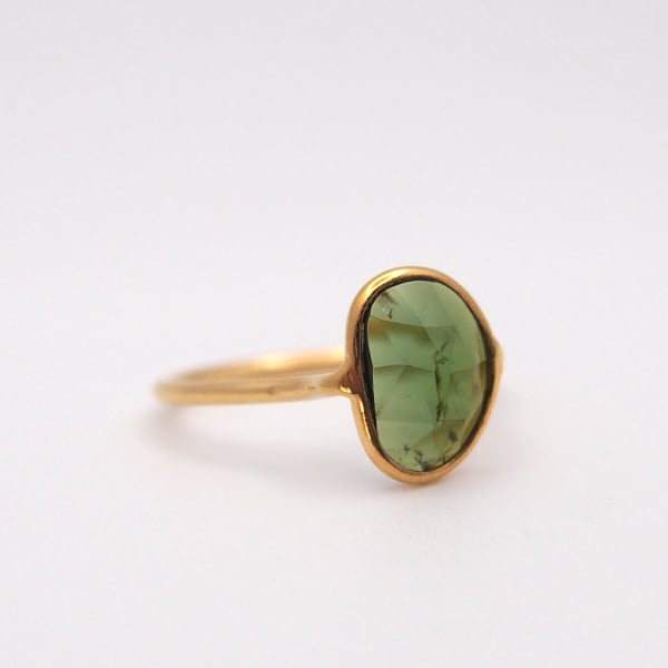 Green tourmaline Ring 1点もの SV×K18GP