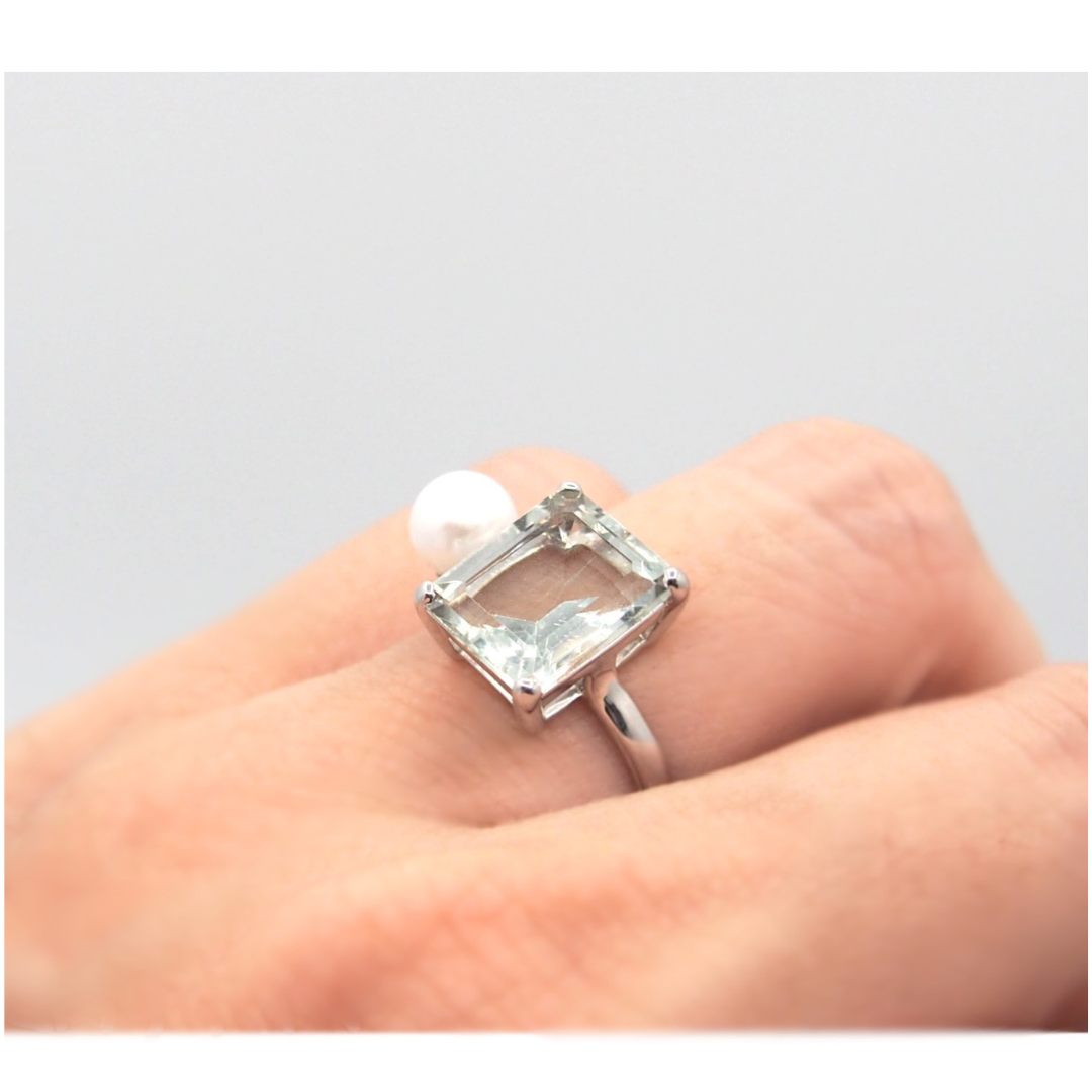 1点のみ　Lectangle×Pearl  Ring_ K10YG