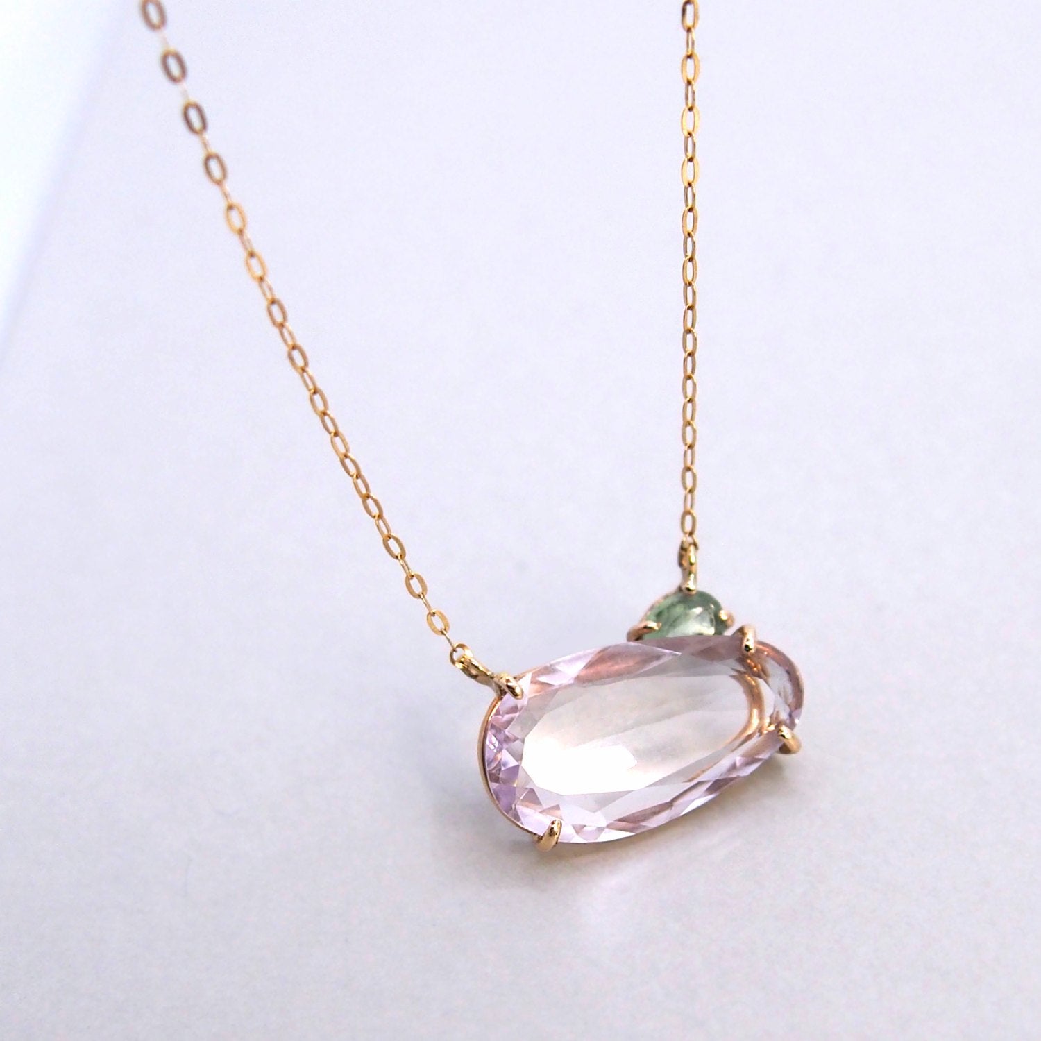 2stones Necklace -Light amethyst