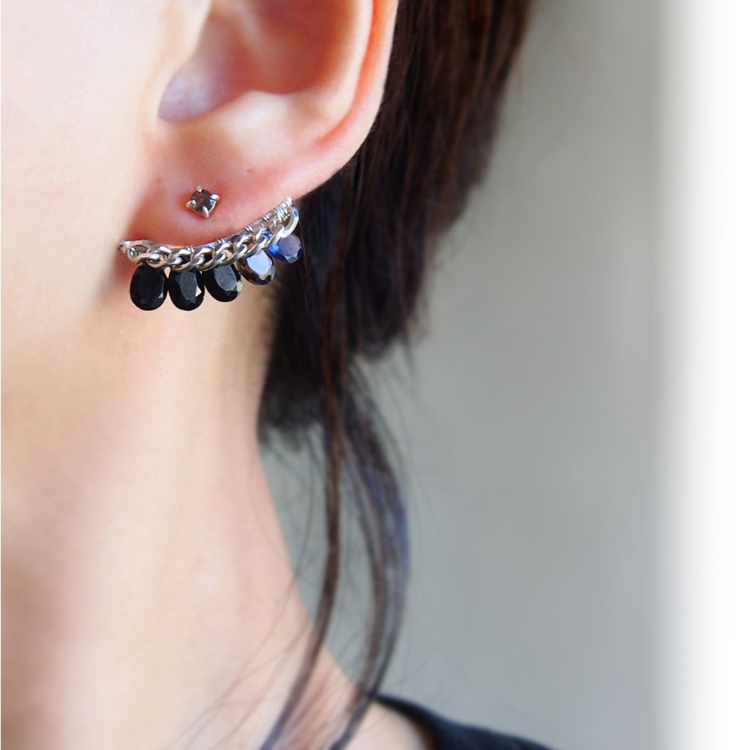 Silver ×Black bijoux the line ピアス片耳売り