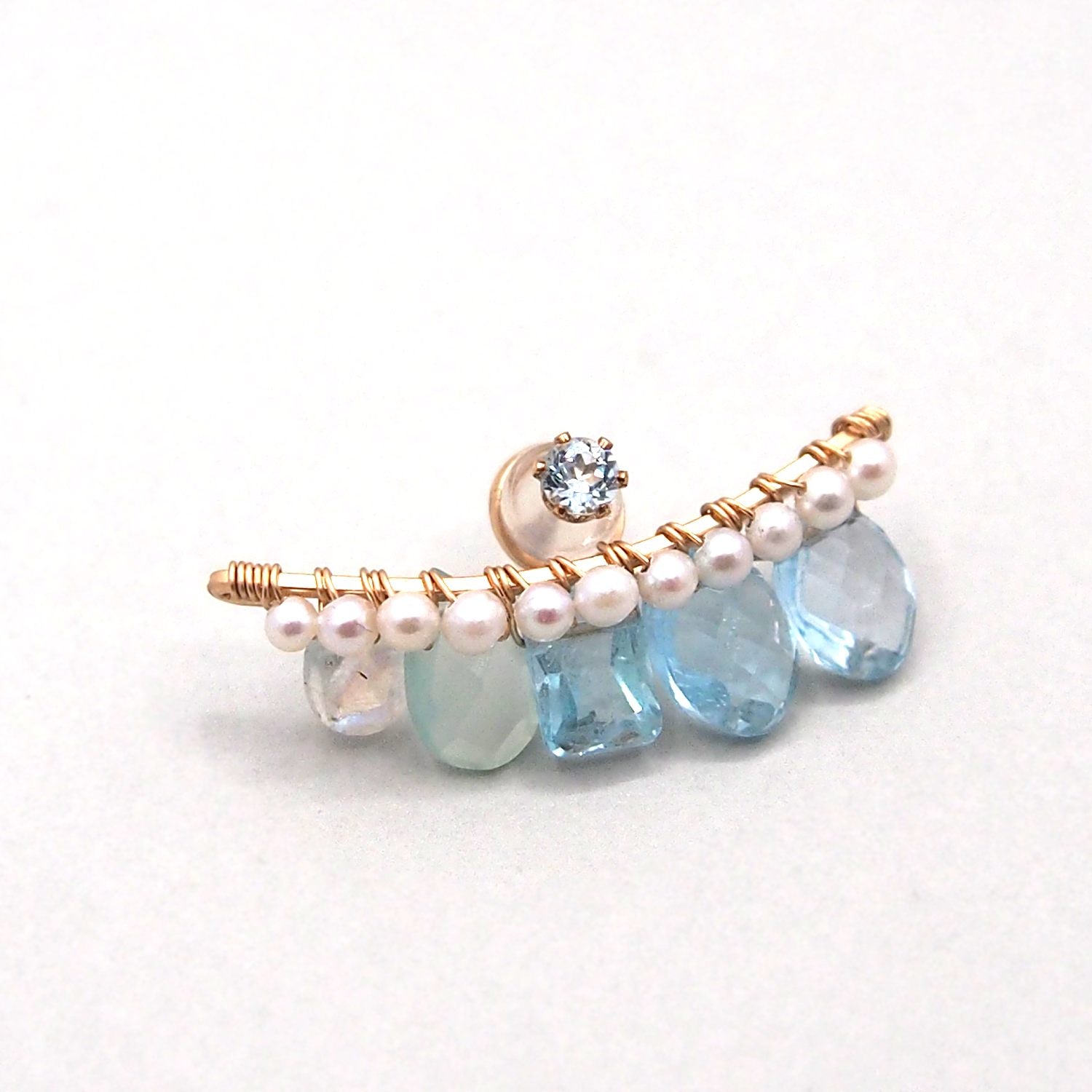 Blue topaz  bijoux the line -L ピアス・イヤリング　片耳売り