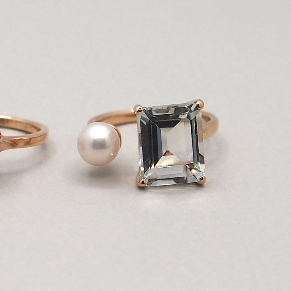 1点のみ　Lectangle×Pearl  Ring_ K10YG