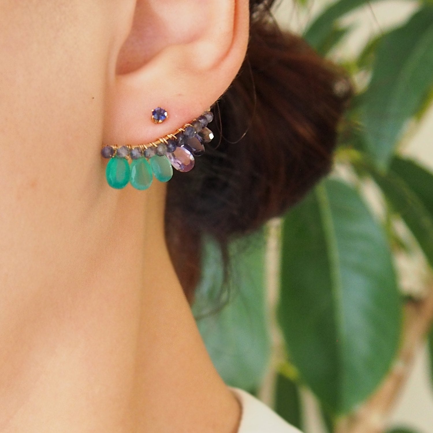Green onyx ×Iolite bijoux the line ピアスXL 片耳売り