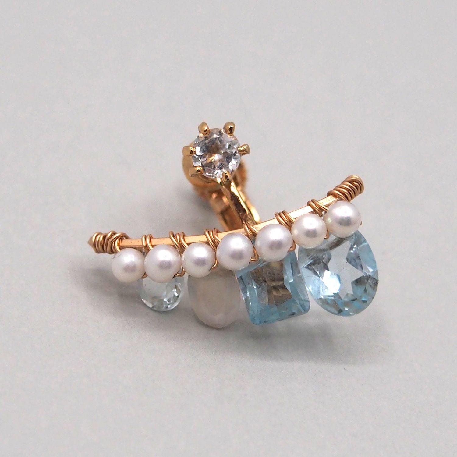 Blue topaz bijoux the line ピアス or イヤリング M 片耳売り