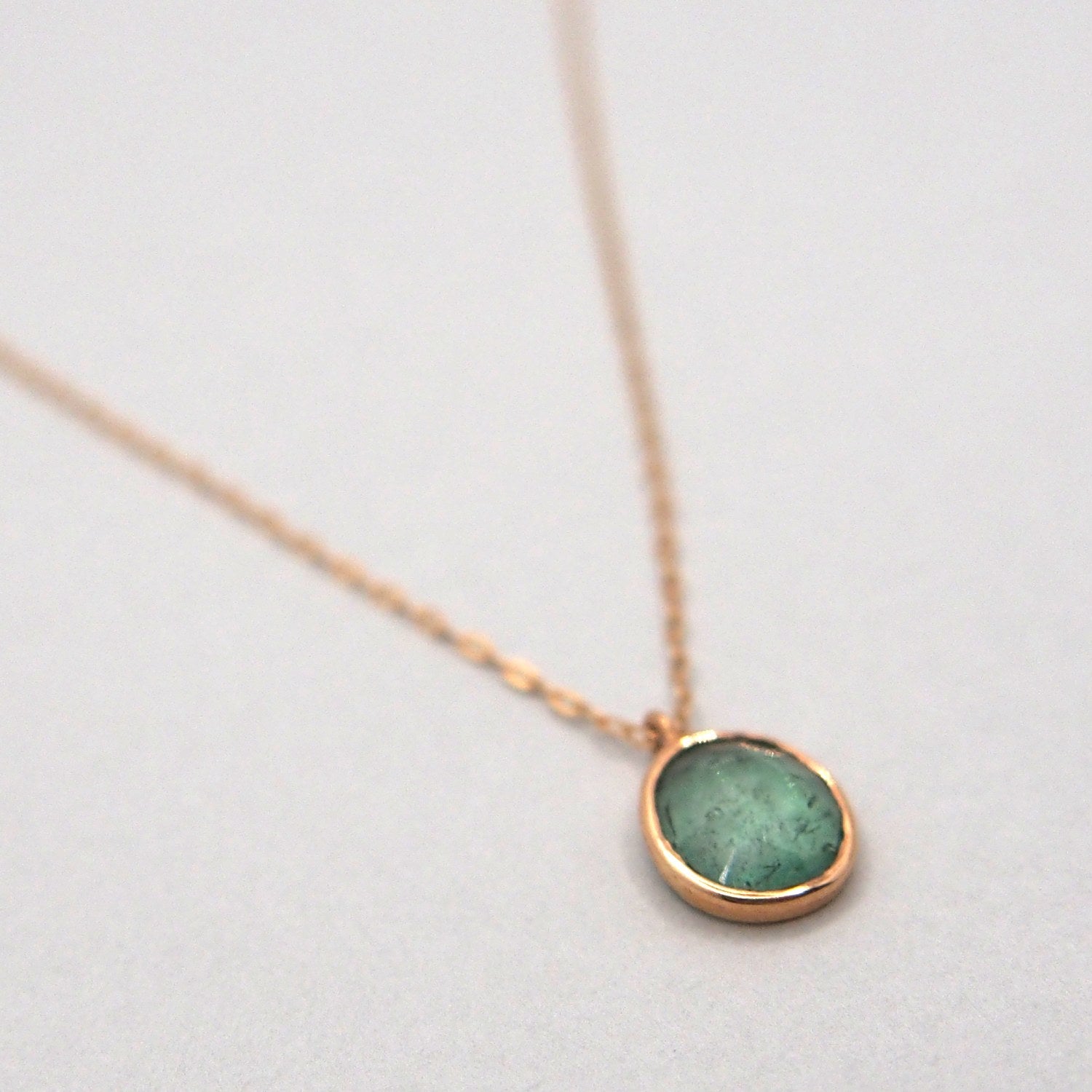 K18 Emerald drop Necklace