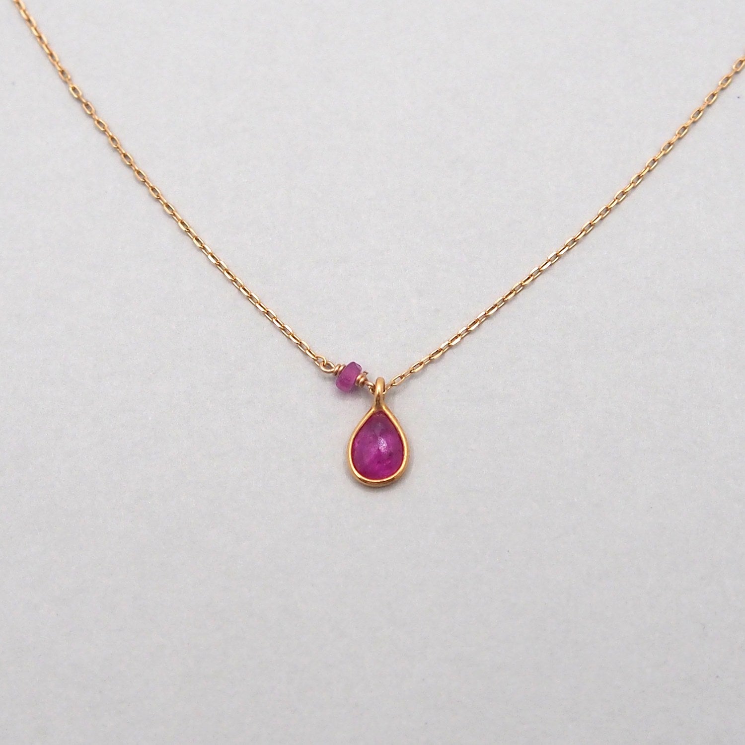 K18 Ruby drop Necklace