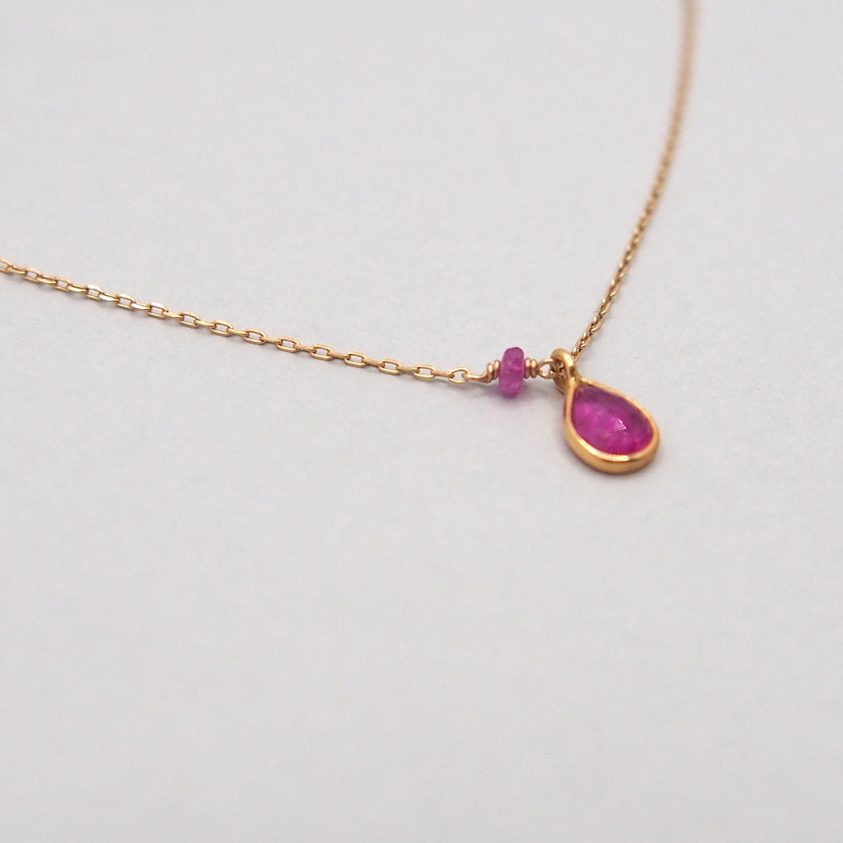 K18 Ruby drop Necklace