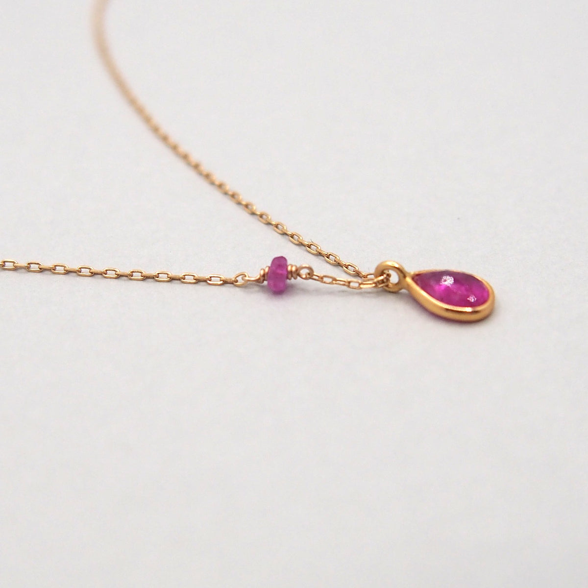 K18 Ruby drop Necklace
