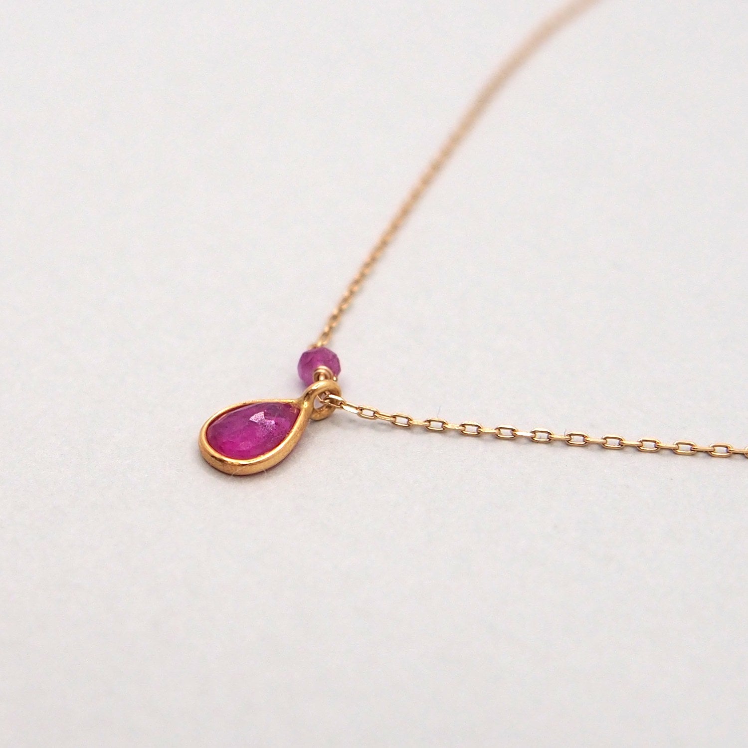 K18 Ruby drop Necklace