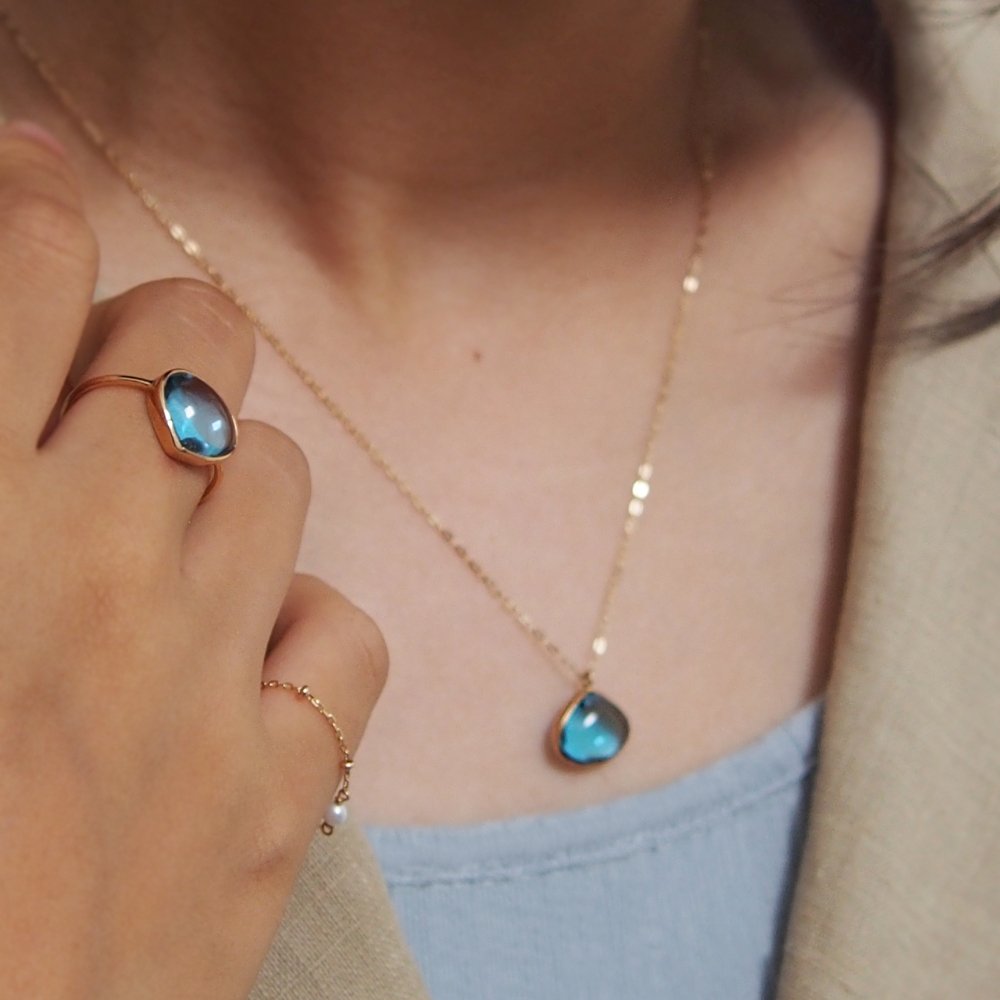Drop  Ring - Blue topaz