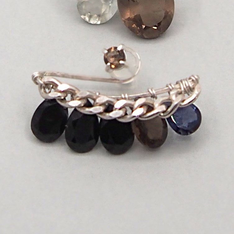 Silver ×Black bijoux the line ピアス片耳売り