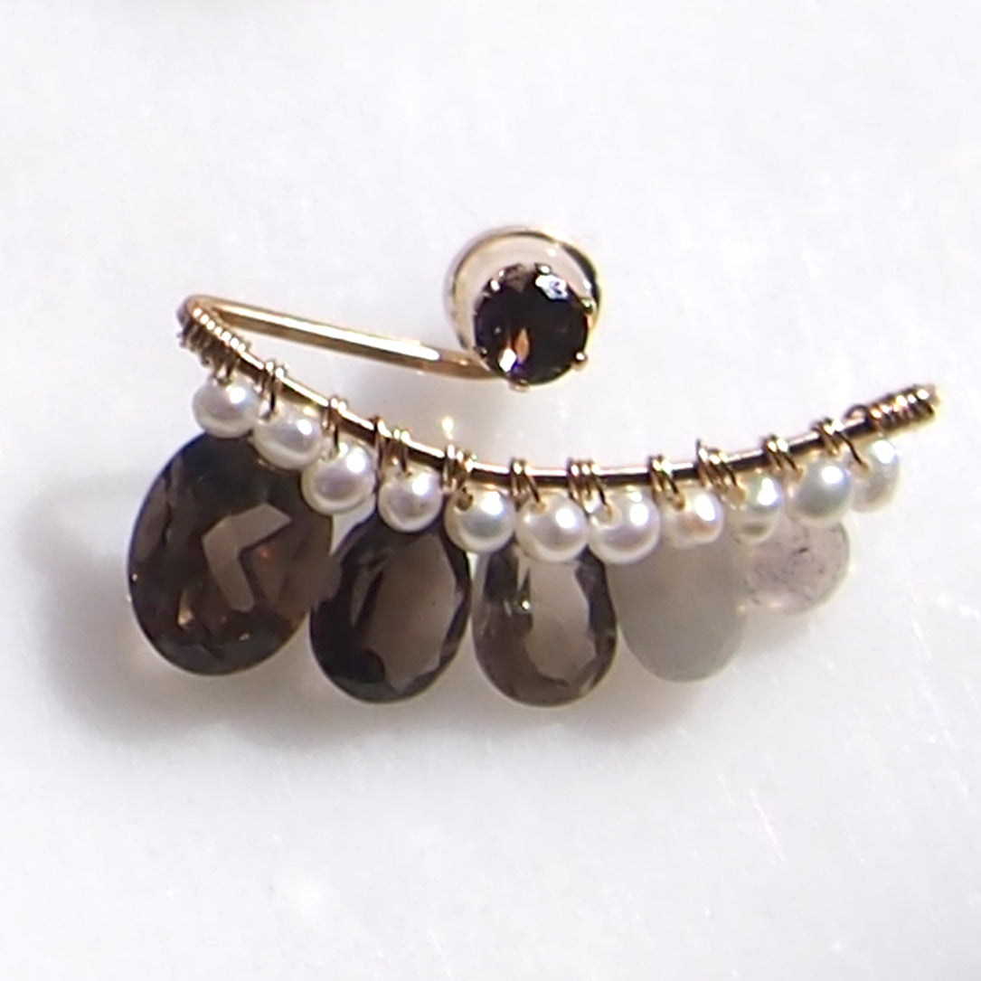 Smorky quartz  bijoux the line ピアス片耳売り