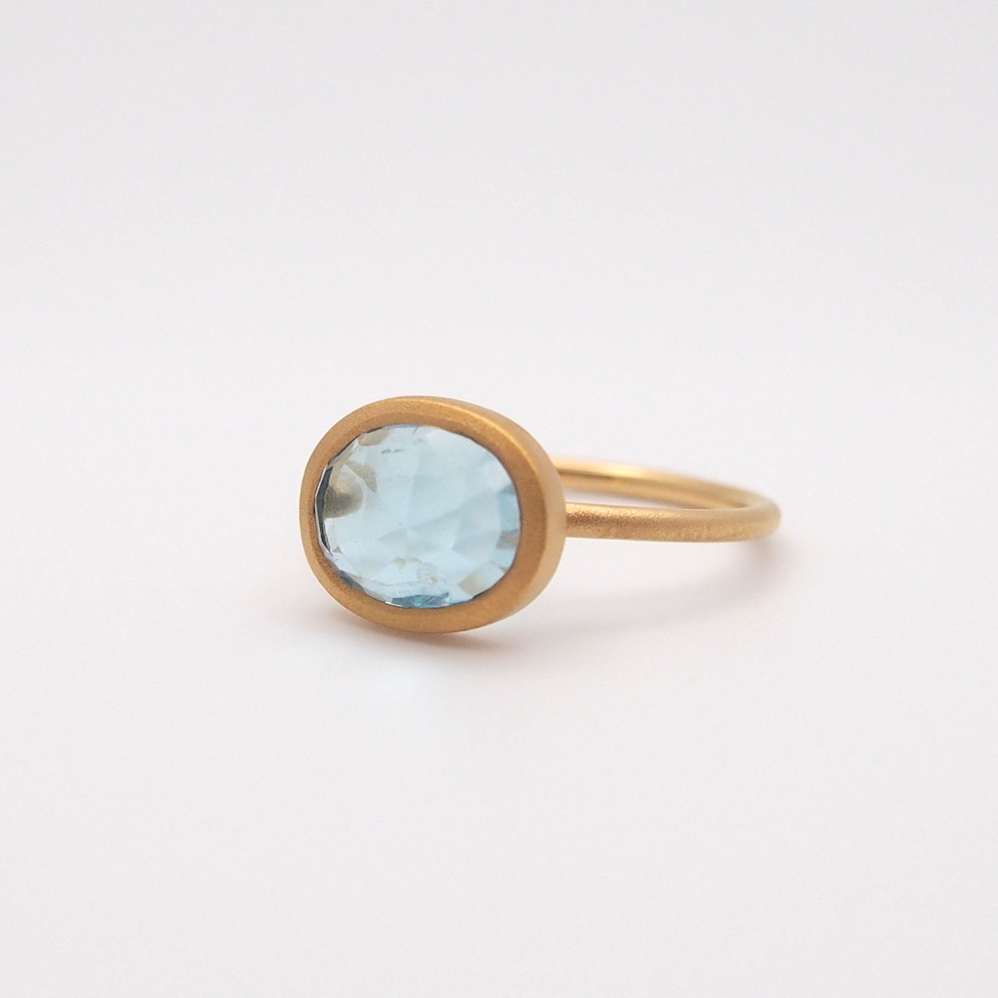Blue topaz Ring　1点もの SV×K18GP