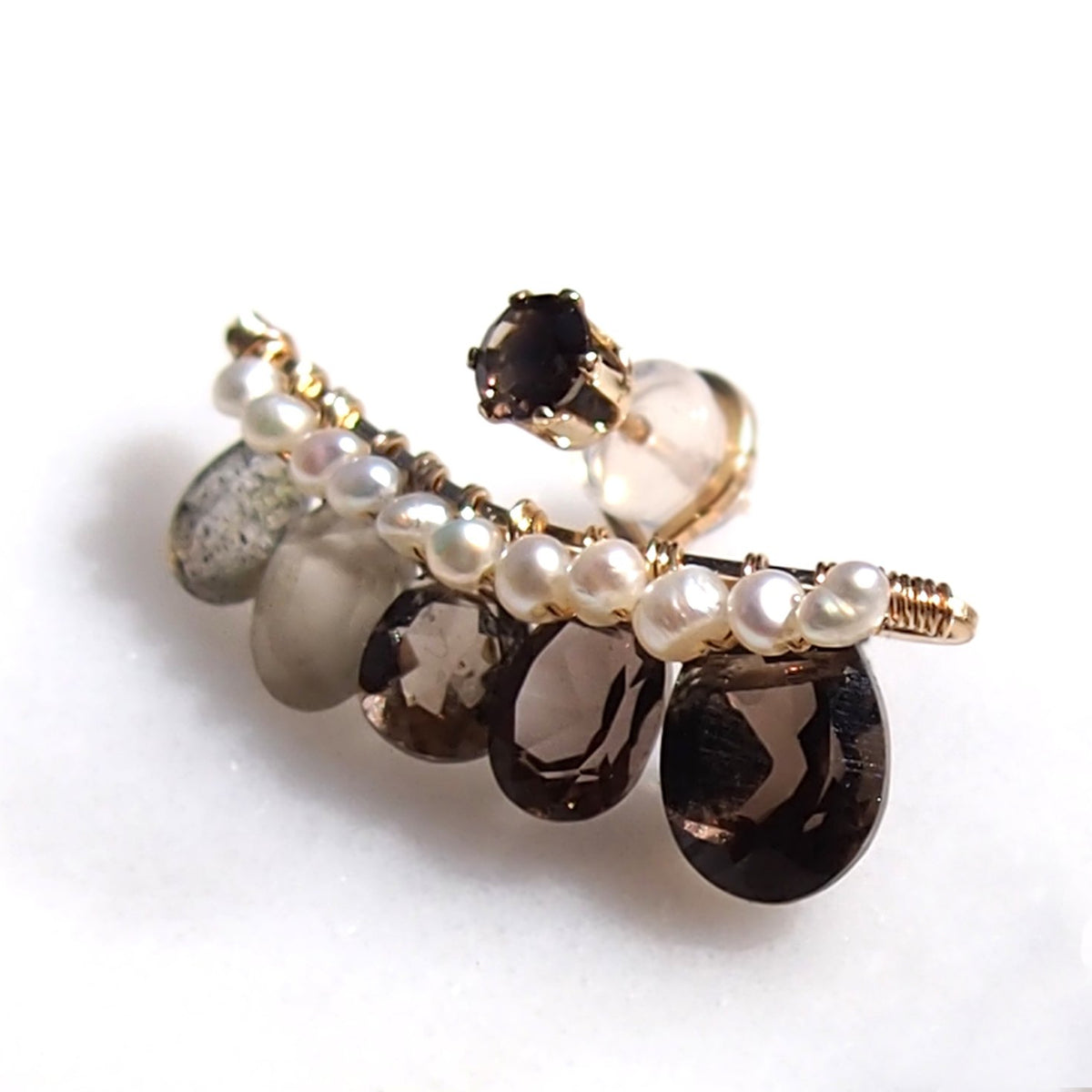 Smorky quartz  bijoux the line ピアス片耳売り