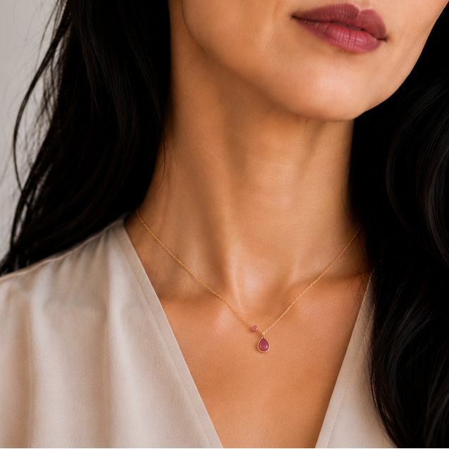 K18 Ruby drop Necklace